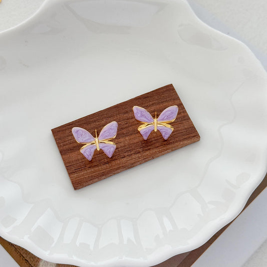 Sweet Colorful Butterfly Enamel Stud Earrings