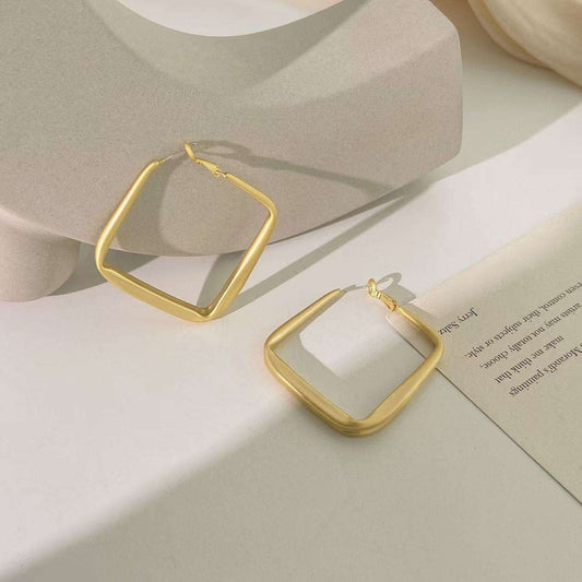 Exaggerated Geometric Big Square Hoop Earrings