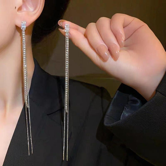 Luxury Long Tassel Zircon Earrings
