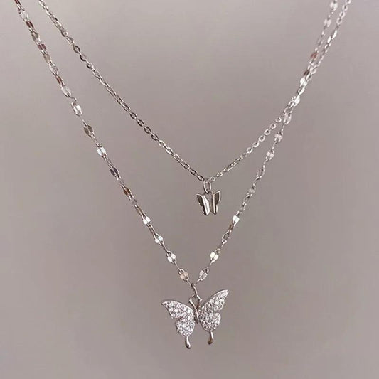 Rhinestone Crystal Butterfly Necklace