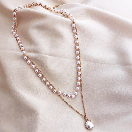 Multi-Layer Pearl Pendant Necklace